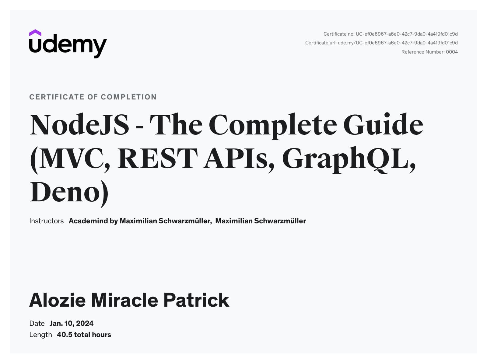 NodeJS - The Complete Guide (MVC, REST APIs, GraphQL, Deno)